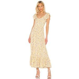 Auguste Olsen Bella Lemon Yellow Floral Maxi Dress size 4 US